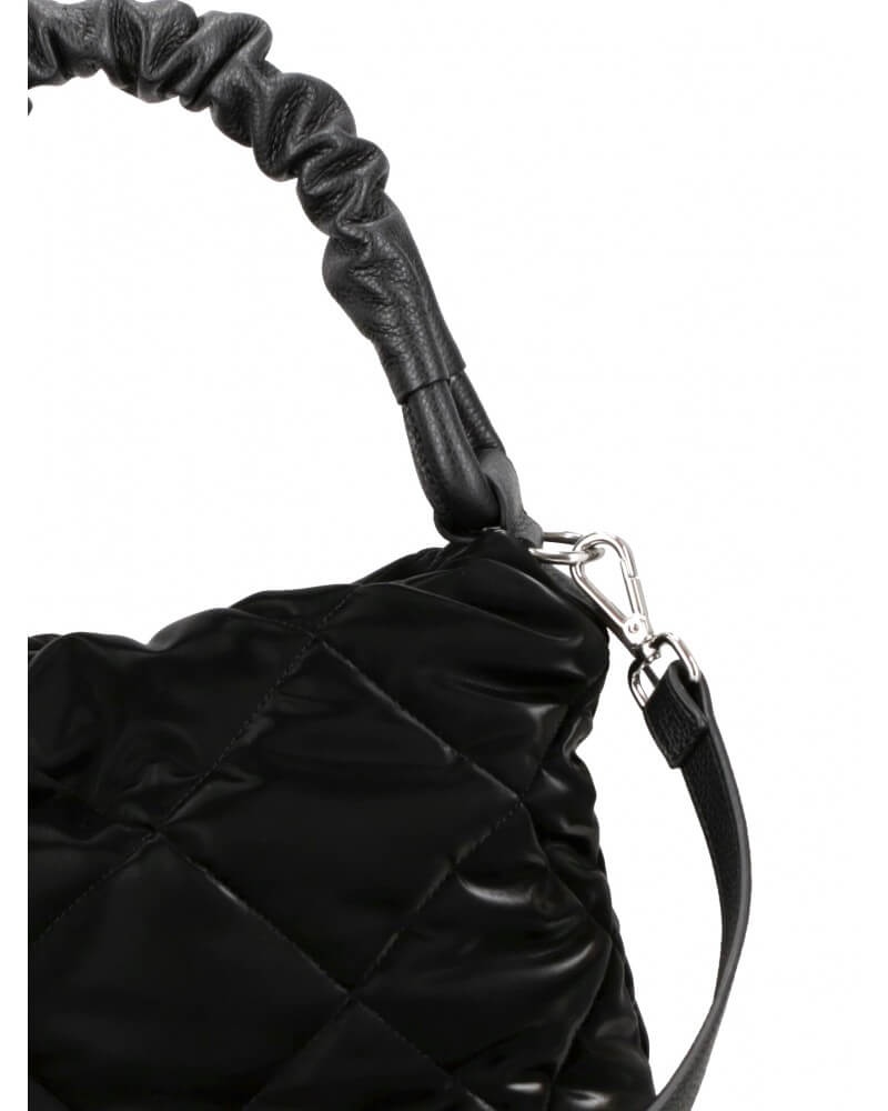 Black Quilted Handbag with Leather Handle