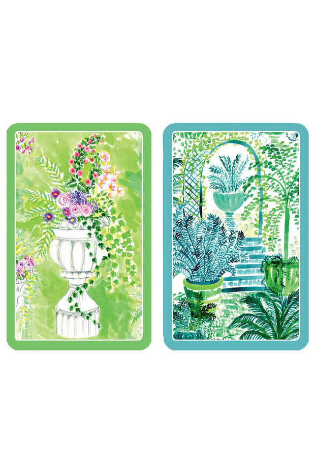 Caspari Jardin De Luxembourg Large Type Playing Cards available at Mildred Hoit in Palm Beach.