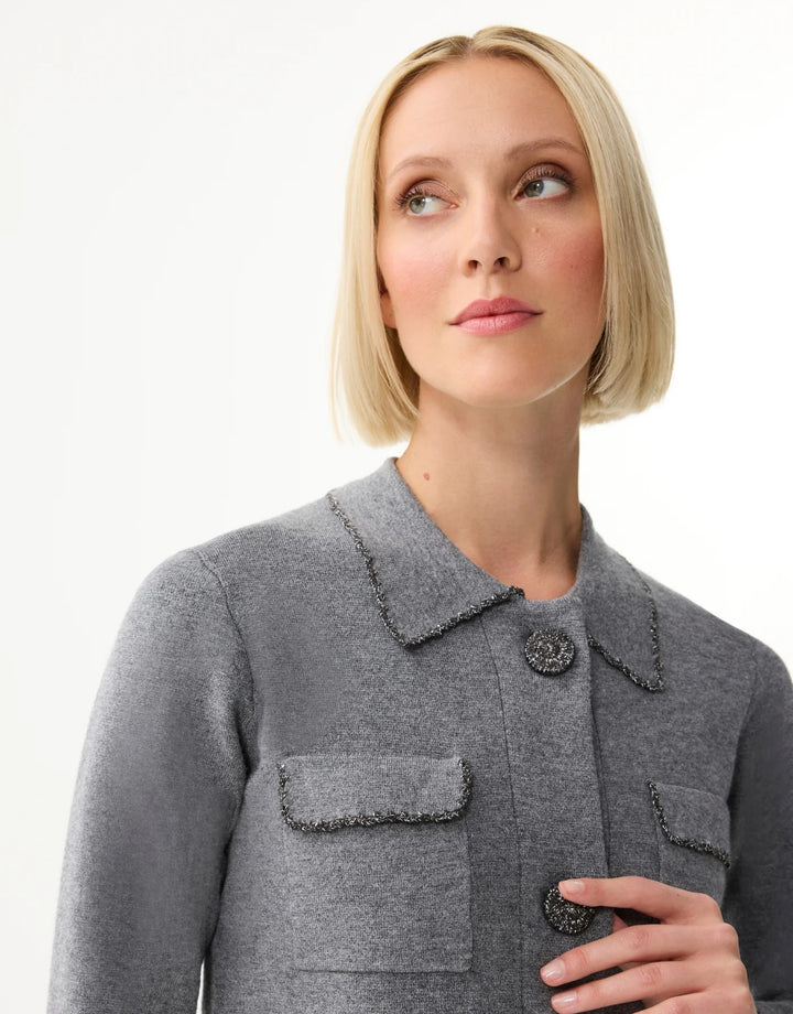 Leo & Ugo Cardigan with Patch Pockets in Grey