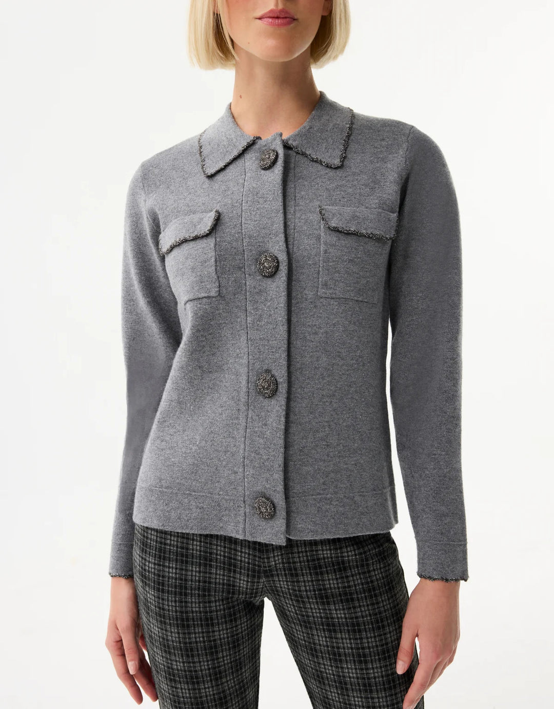 Leo & Ugo Cardigan with Patch Pockets in Grey