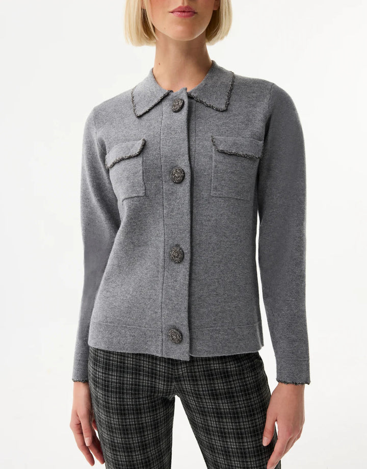 Leo & Ugo Cardigan with Patch Pockets in Grey