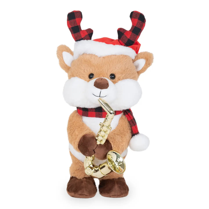 Jazzy Antlers -Animated Saxophone Musical Reindeer Plush Toy - Mildred Hoit
