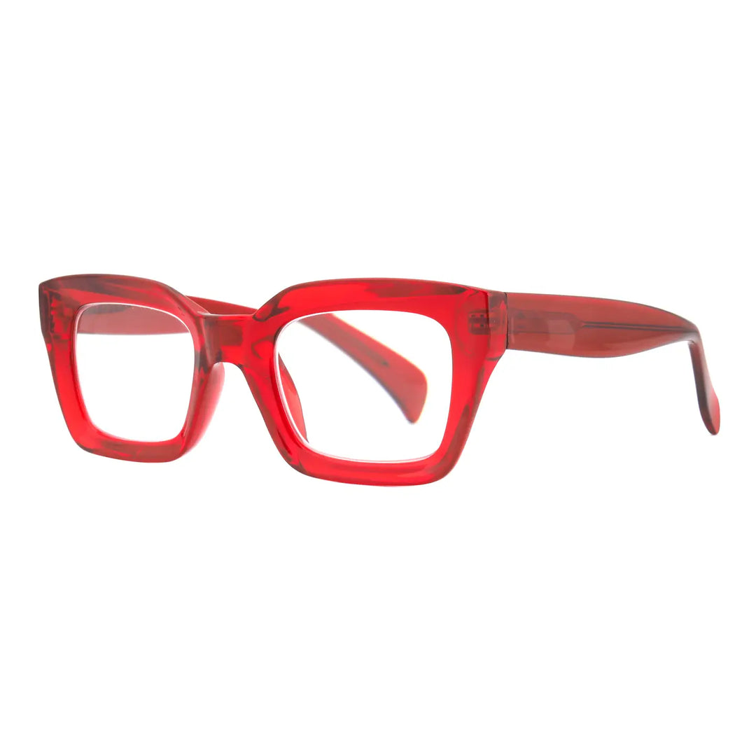 Lorena  Progressive Blue Light Readers in Transparent Red - Mildred Hoit