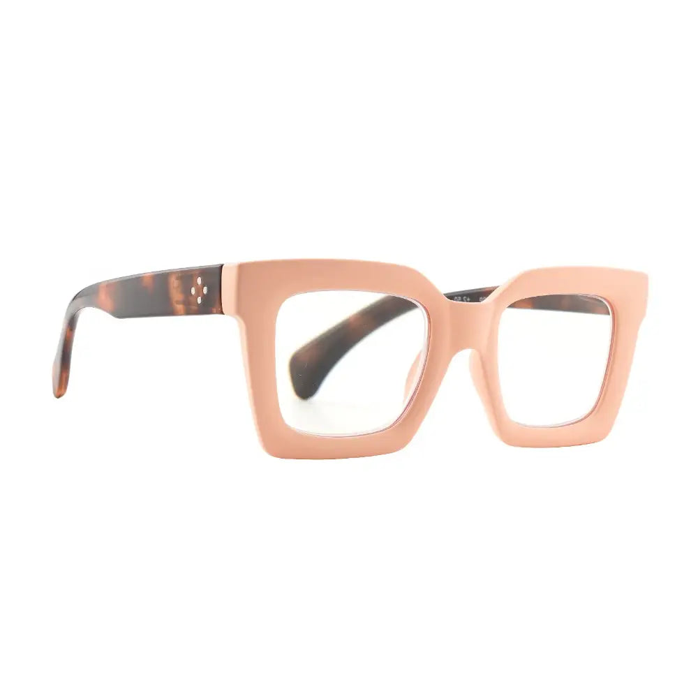 Fiona Blue Light Readers in Matte Peach & Tortoise - Mildred Hoit