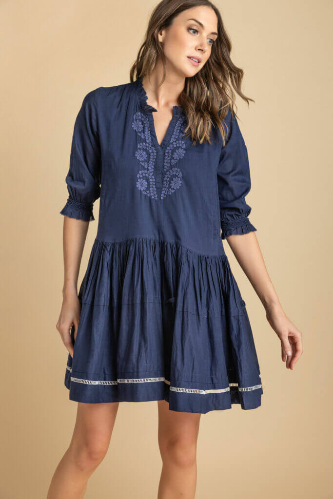 Amaya Chrissy Dress in Navy - Mildred Hoit