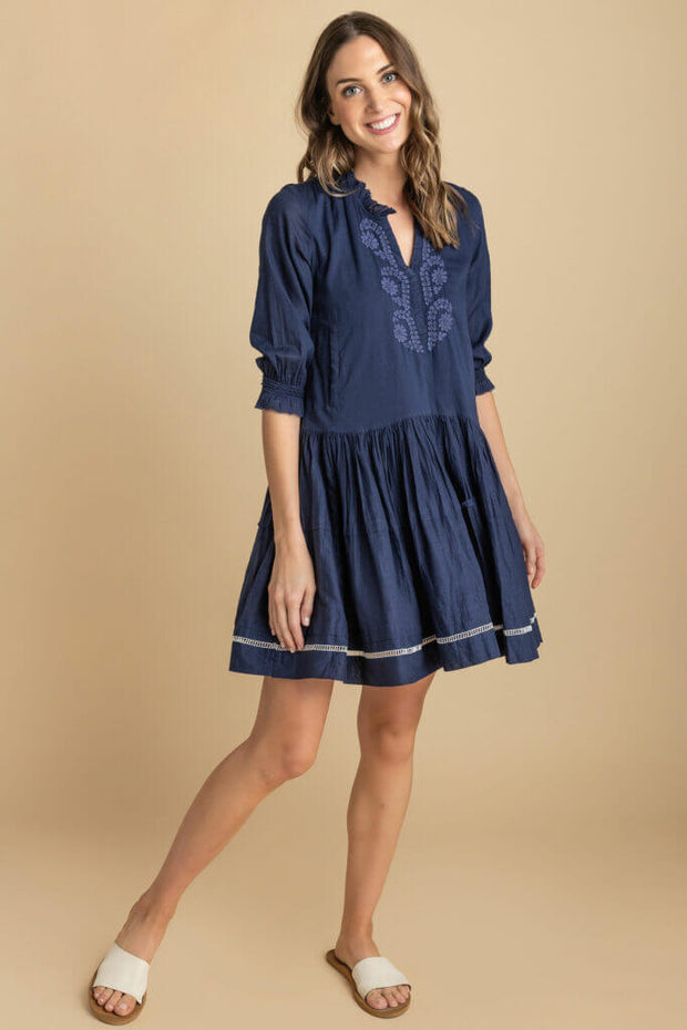 Amaya Chrissy Dress in Navy available at Mildred Hoit in Palm Beach.