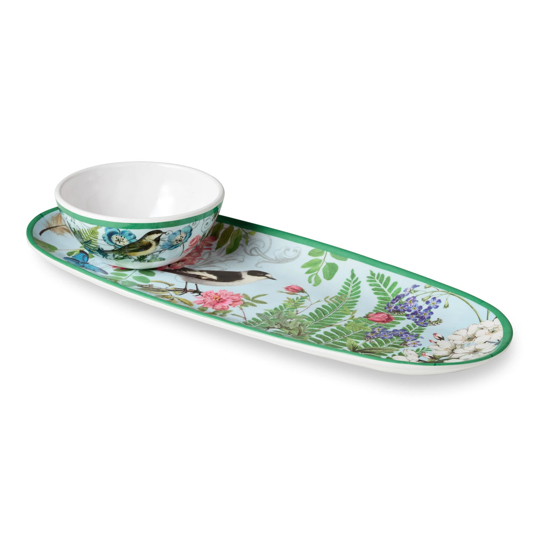Flora Melamine Oval Tray & Dip Bowl - Mildred Hoit