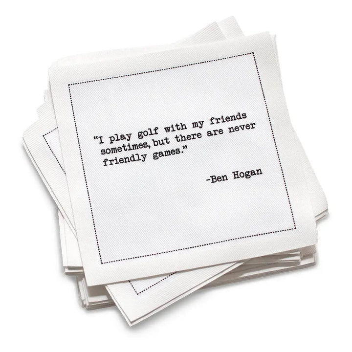 Cocktail Napkins with Golf Legends Quotes
