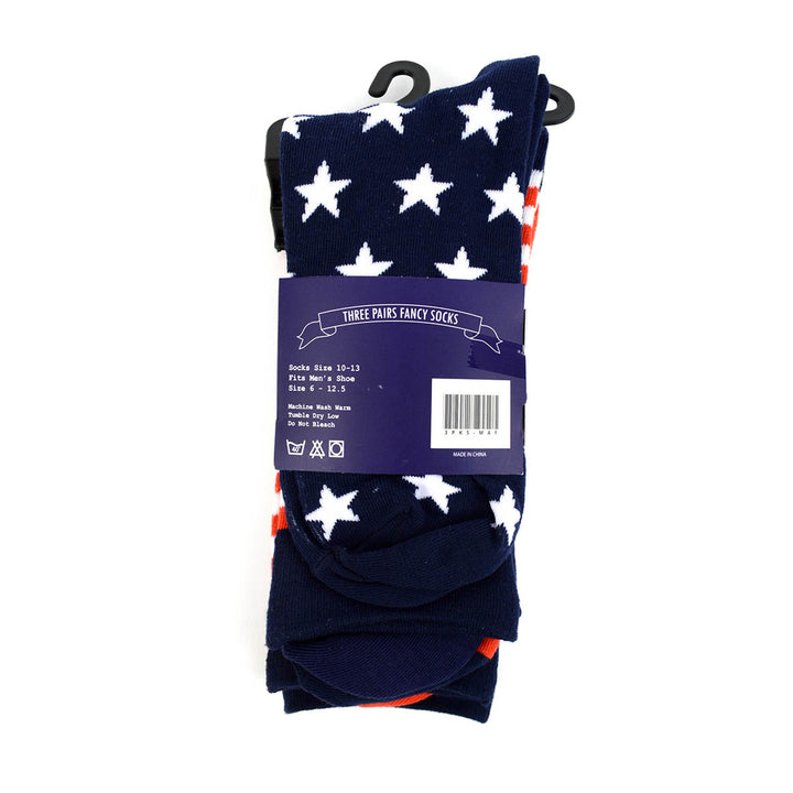 Men's American Flag Novelty Socks-3 Pack - Mildred Hoit