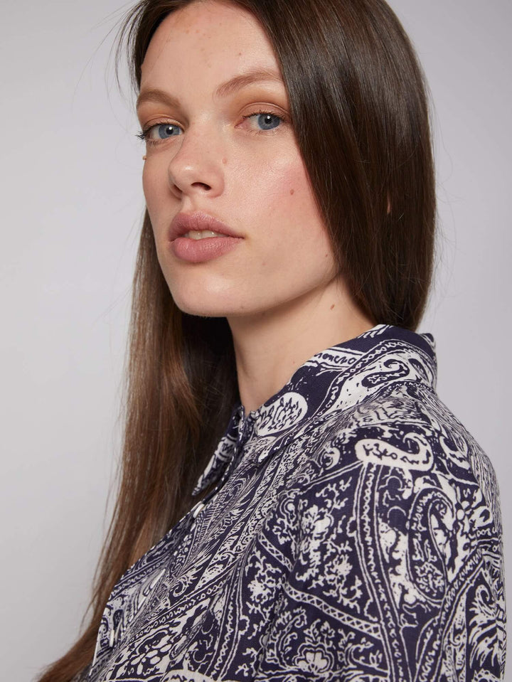 Vilagallo Natalia Dress in Navy Paisley - Mildred Hoit