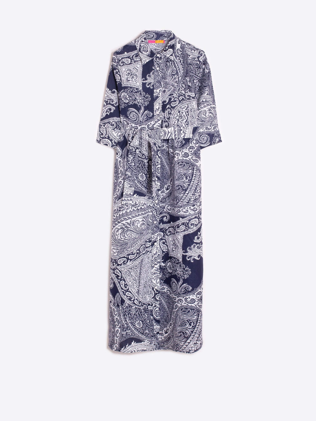 Vilagallo Natalia Dress in Navy Paisley - Mildred Hoit