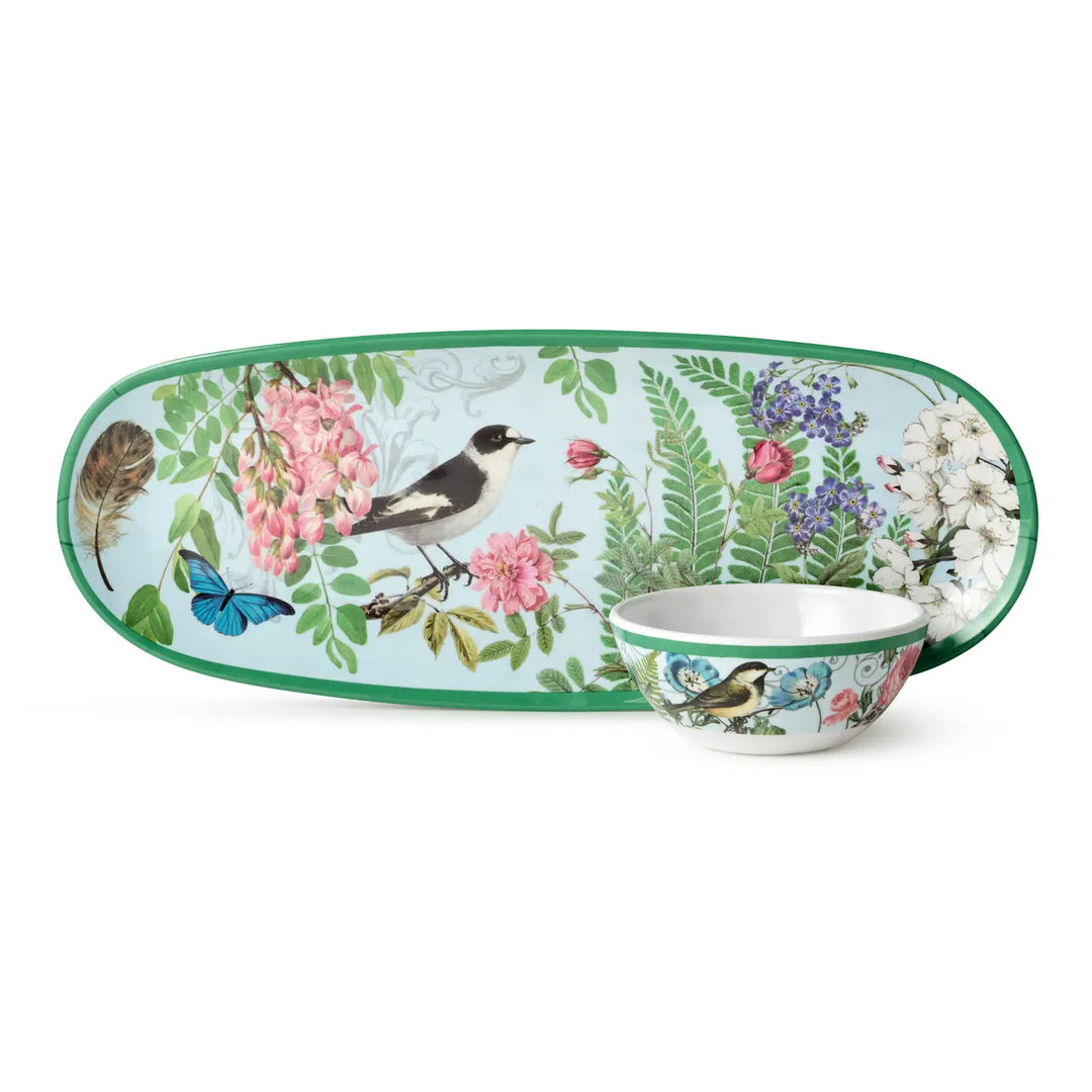 Flora Melamine Oval Tray & Dip Bowl - Mildred Hoit