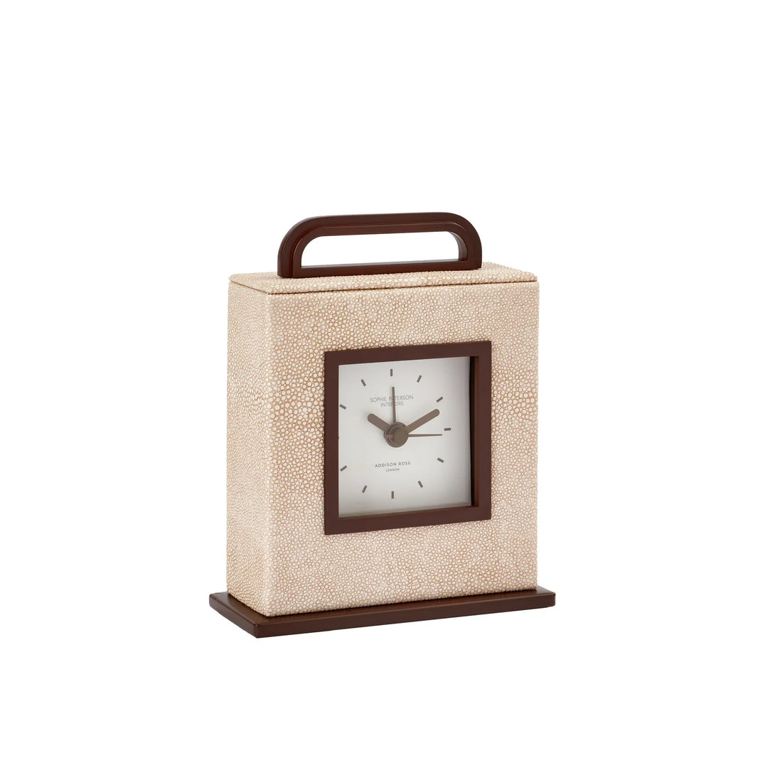 Addison Ross Ecru Faux Shagreen Carriage Clock - Mildred Hoit