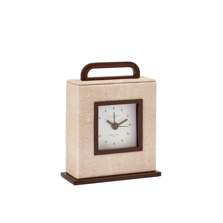 Addison Ross Ecru Faux Shagreen Carriage Clock - Mildred Hoit