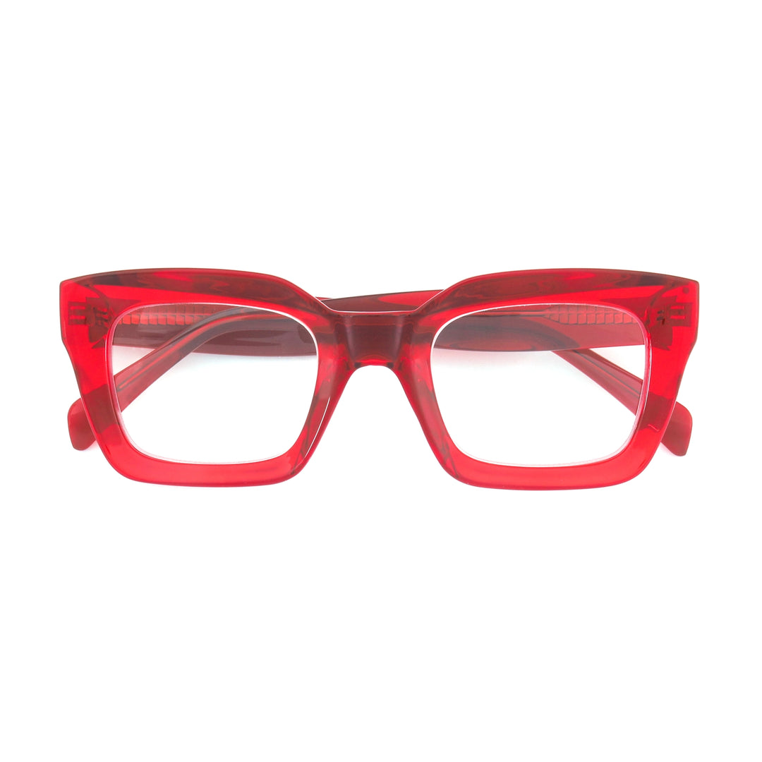 Lorena  Progressive Blue Light Readers in Transparent Red - Mildred Hoit