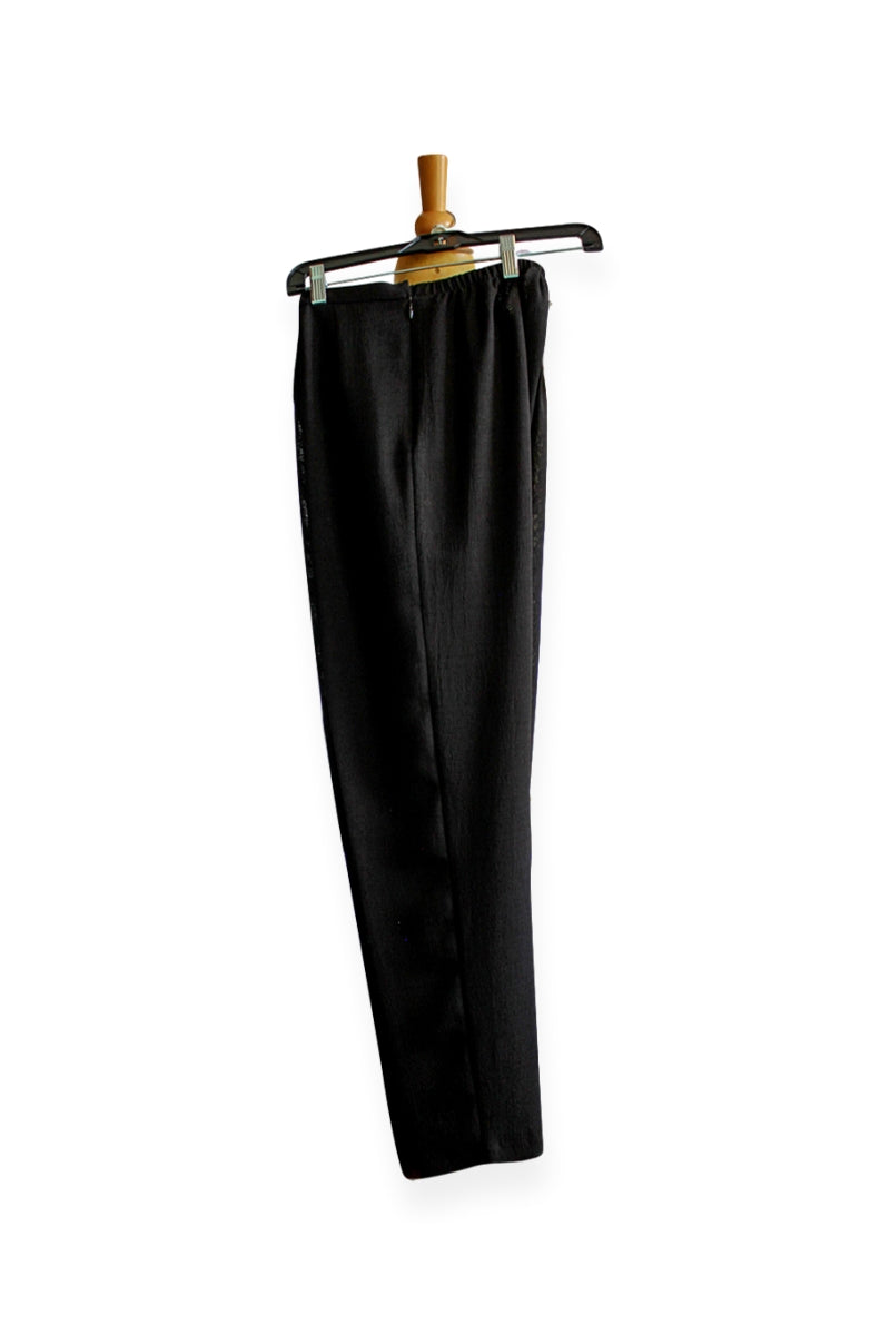 Emmelle Microlinen Flat Front Pants In Black - Mildred Hoit