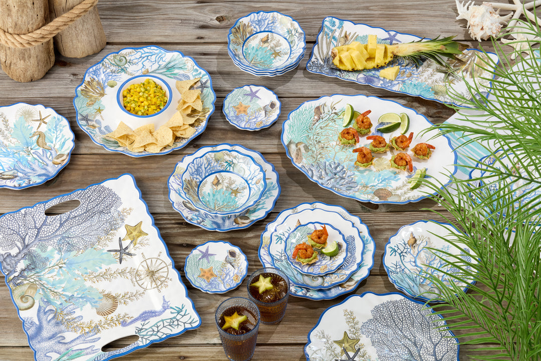 Blue Lagoon Rectangular Platter with Handles - Mildred Hoit
