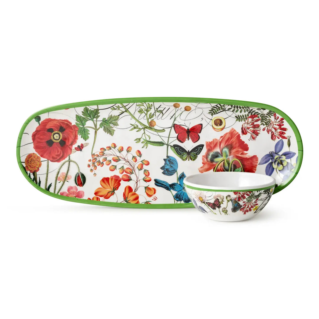 Greenhouse Melamine Oval Tray & Dip Bowl - Mildred Hoit
