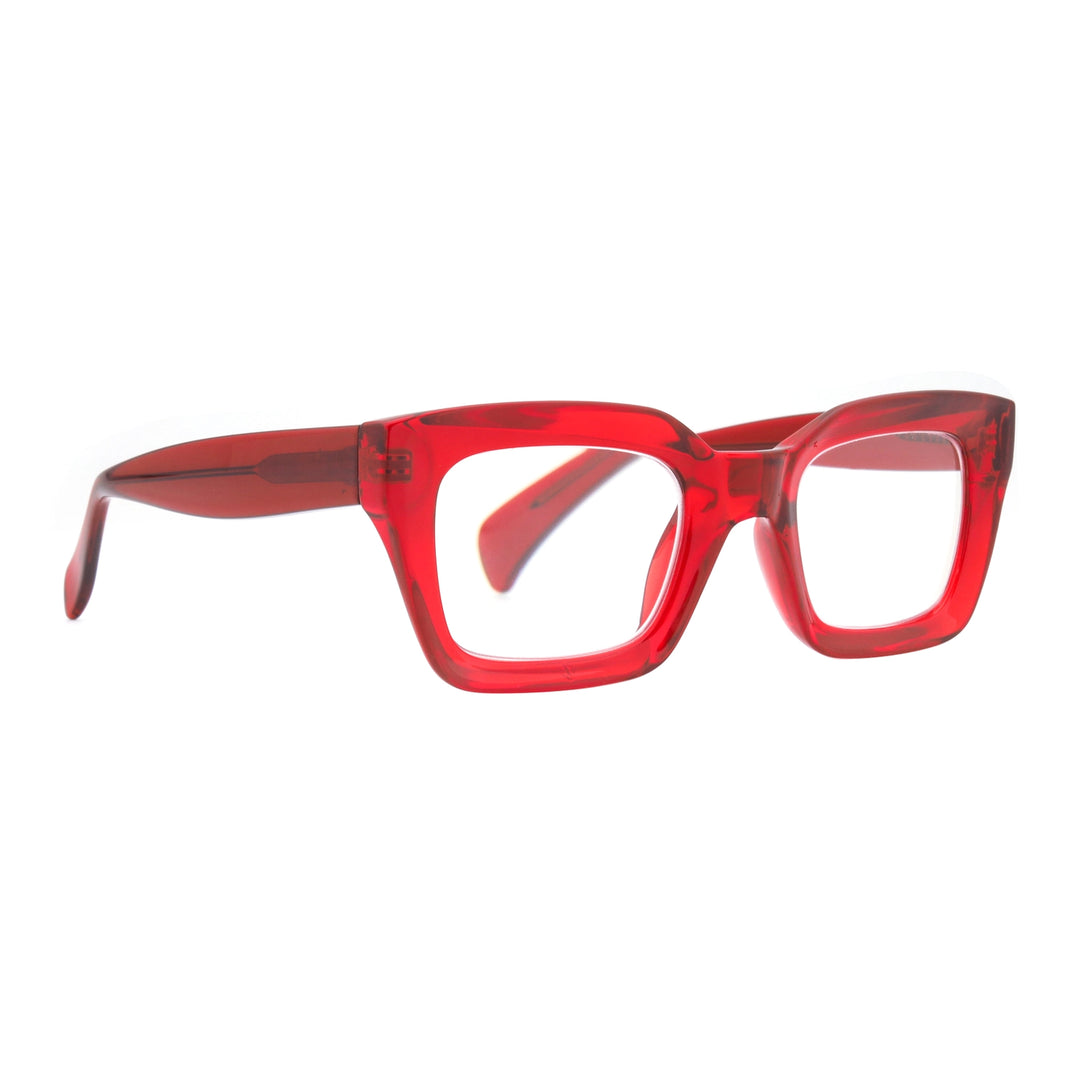 Lorena  Progressive Blue Light Readers in Transparent Red - Mildred Hoit