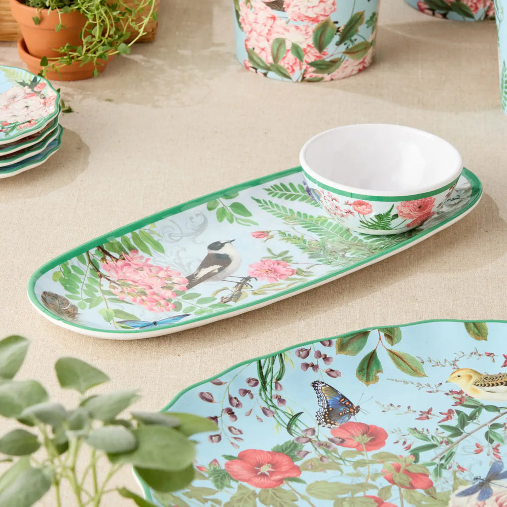 Flora Melamine Oval Tray & Dip Bowl - Mildred Hoit