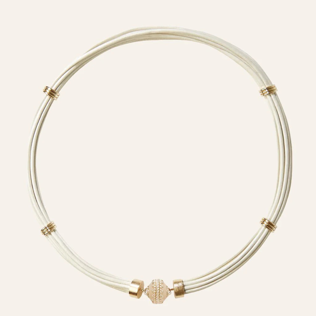 Clara Williams Aspen Leather Pearl Necklace - Mildred Hoit