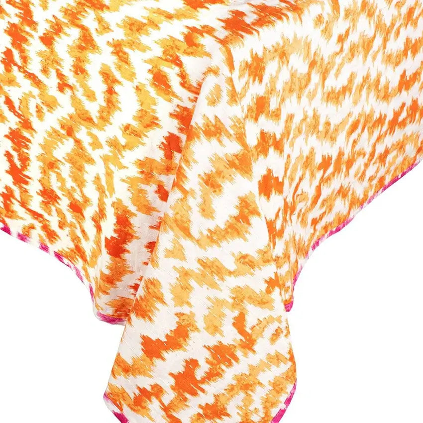 Caspari Reversible Kantha Table Cloth in Orange & Fuchsia