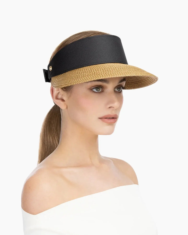 Eric Javits Champ Visor in Natural & Black - Mildred Hoit