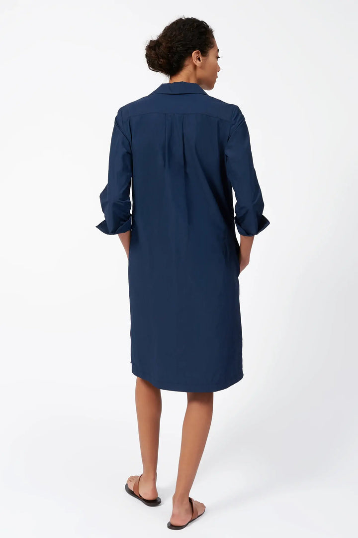 Kal Rieman Collared V-Neck Dress in Summer Navy - Mildred Hoit