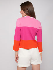 Vilagallo Colorblock Cardigan in Pink and Orange