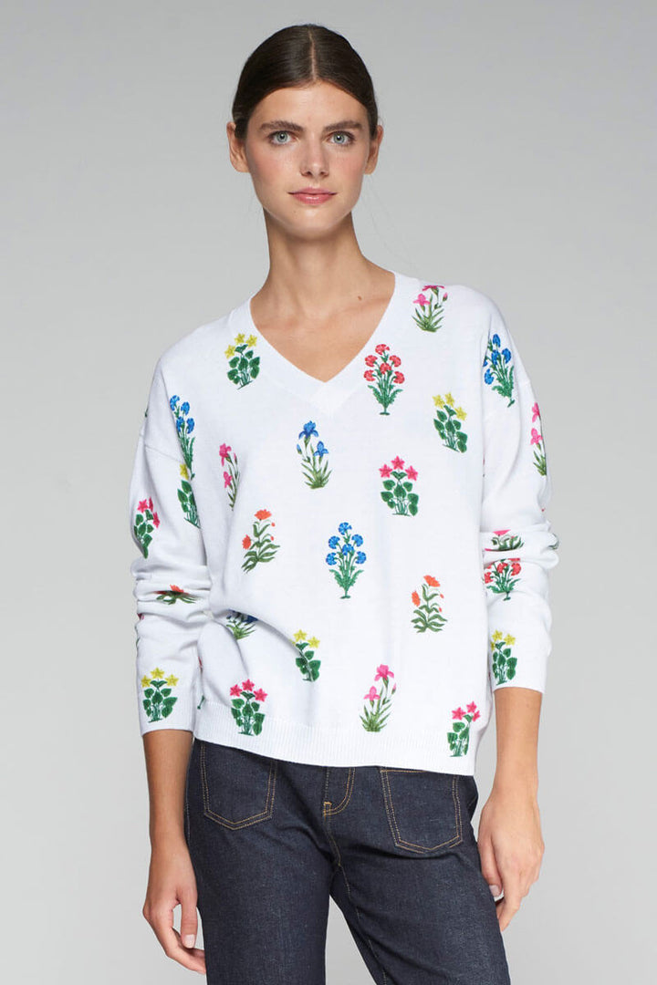 Vilagallo Jersey Knit Sweater in Floral available at Mildred Hoit in Palm Beach.