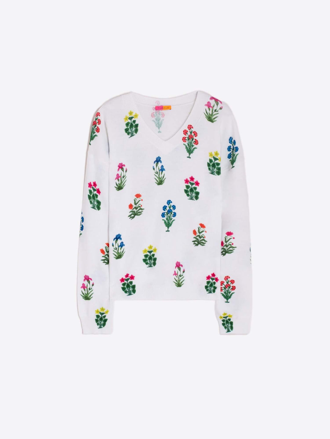 Jersey Knit Sweater in Floral laying Flat