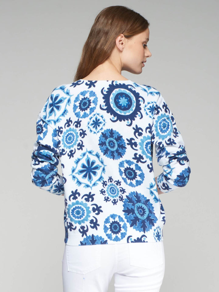 Cotton Suzani Printed Cotton Sweater - Mildred Hoit