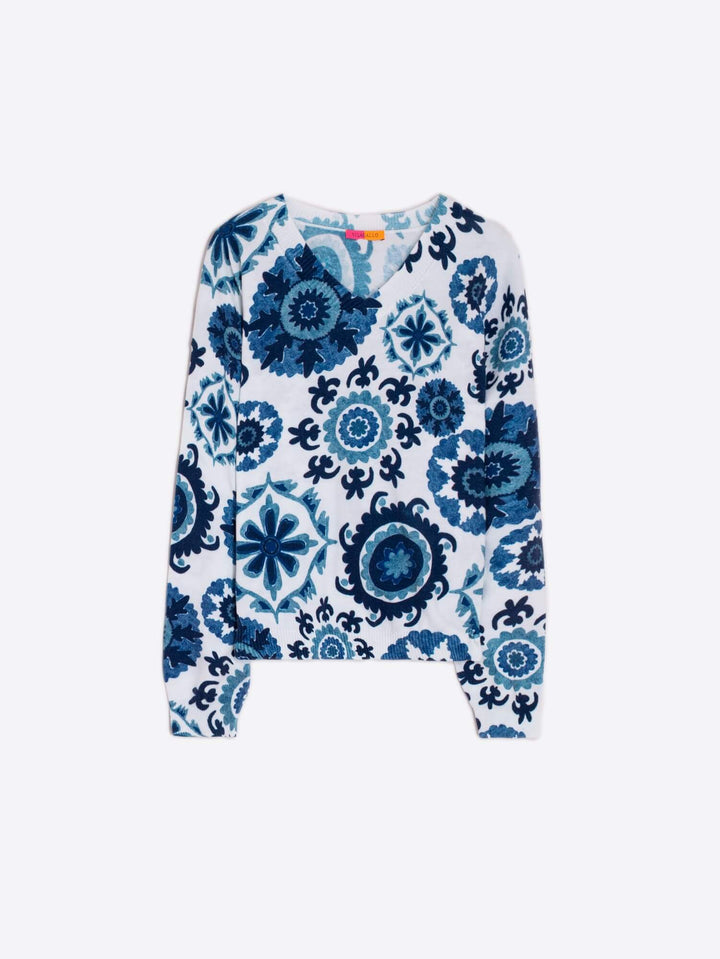 Cotton Suzani Printed Cotton Sweater - Mildred Hoit