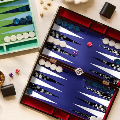 Backgammon Set in Black Chinoiserie