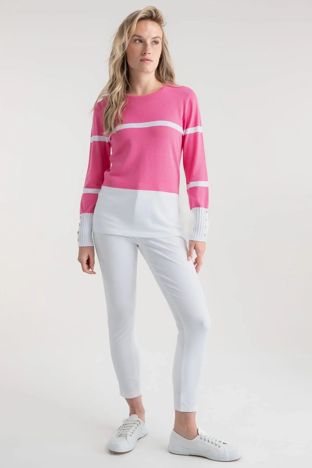 Knit Top in Pink and White