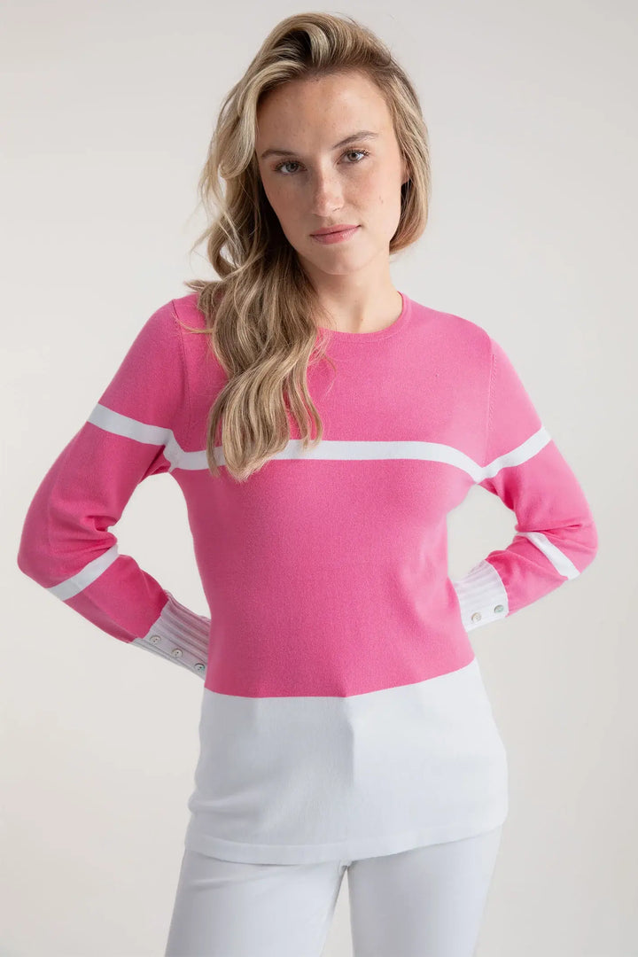 Knit Top in Pink and White