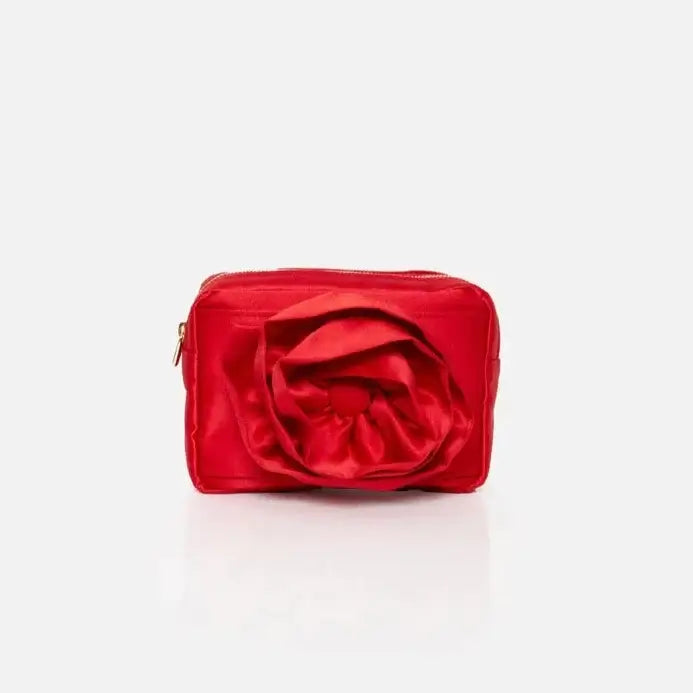 Satin Red Rose Shaped Clutch Bag - Mildred Hoit