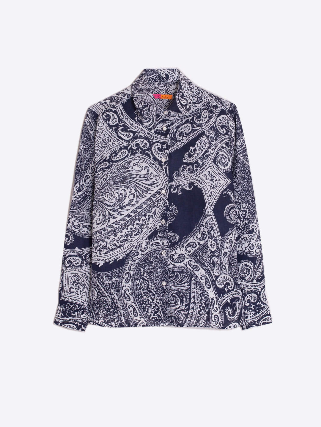 Vilagallo Isabella Blouse in Navy Paisley - Mildred Hoit