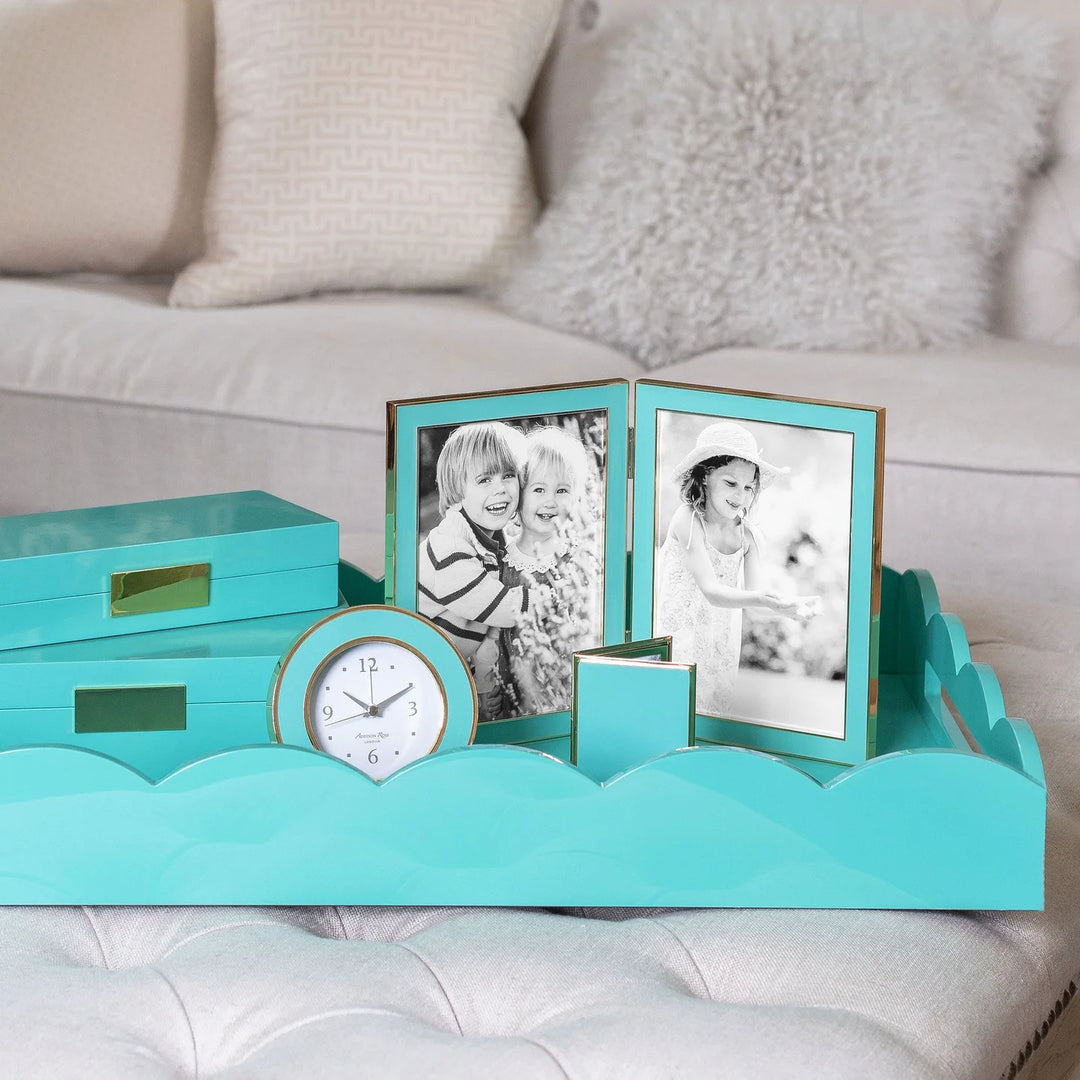Addison Ross Turquoise Blue & Gold Alarm Clock - Mildred Hoit