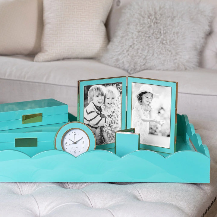 Addison Ross Turquoise Blue & Gold Alarm Clock - Mildred Hoit