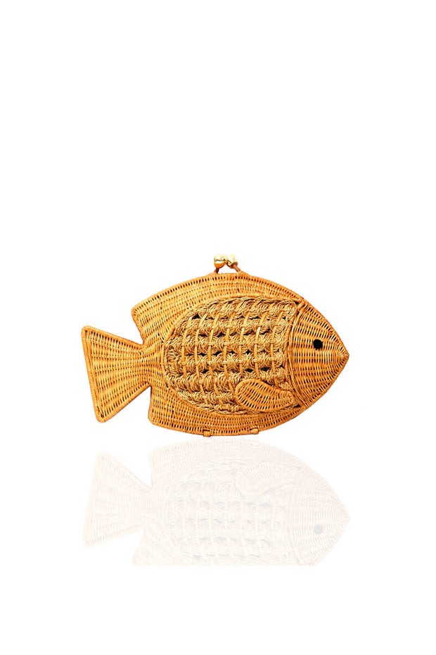 Serpui Paul Fish Wicker Handbag available at Mildred Hoit.