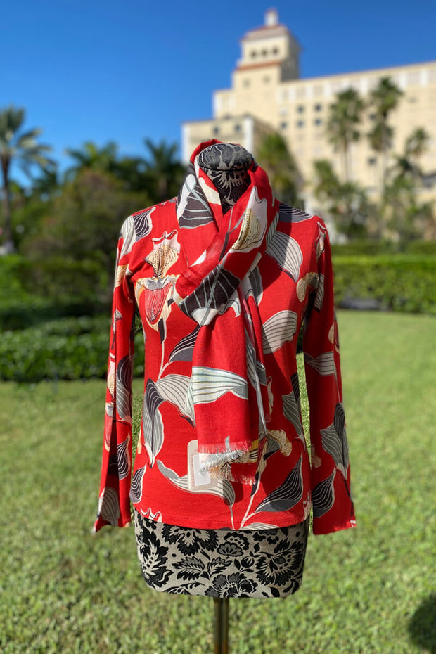 Pashma Iris Sweater with Scarf available at Mildred Hoit in Palm Beach.