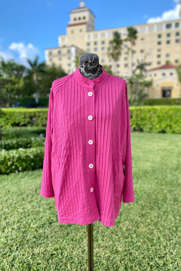 Yacco Maricard Wide Pintuck Tunic in Pink available at Mildred Hoit in Palm Beach.