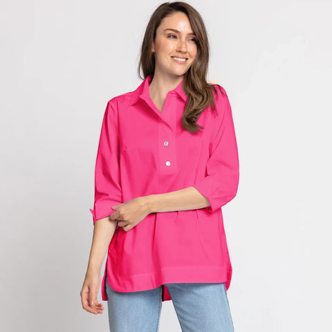 Aileen Blouse in Magenta available at Mildred Hoit in Palm Beach.