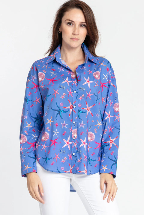 Hinson Wu Larissa Seashell Print Blouse available at Mildred Hoit in Palm Beach.