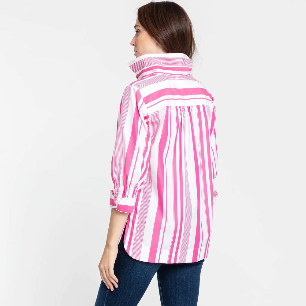 Hinson Wu Morgan Blouse in Magenta and White - Mildred Hoit