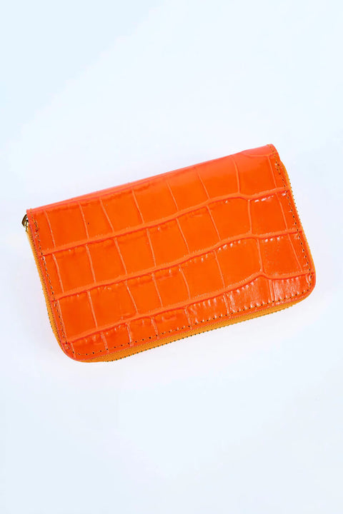 Leather Ancona Wallet in Orange available at Mildred Hoit in Palm Beach.