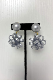 French Silver Gribouille Ribbon Pierced Earrings available at Mildred Hoit in Palm Beach.