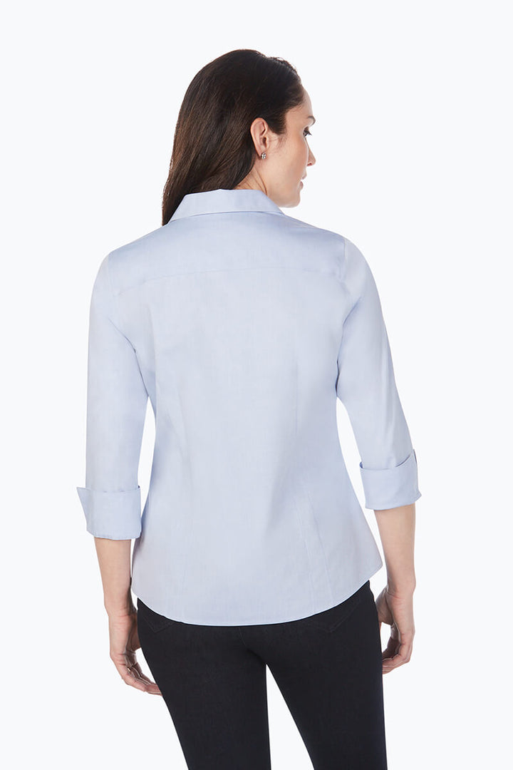 Foxcroft Taylor 3/4 Sleeve Blouse in Blue Wave - Mildred Hoit