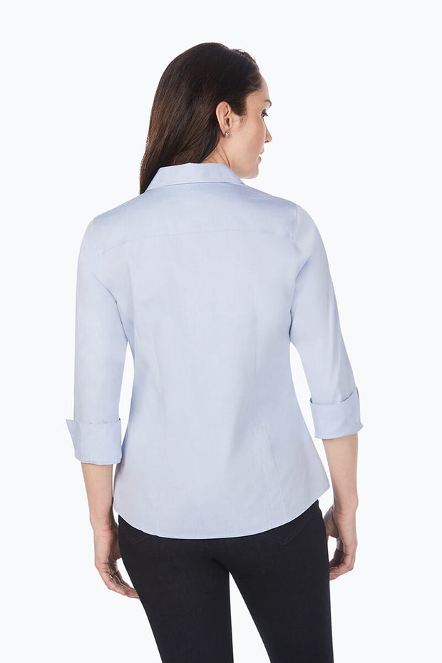 Foxcroft Taylor 3/4 Sleeve Blouse in Blue Wave